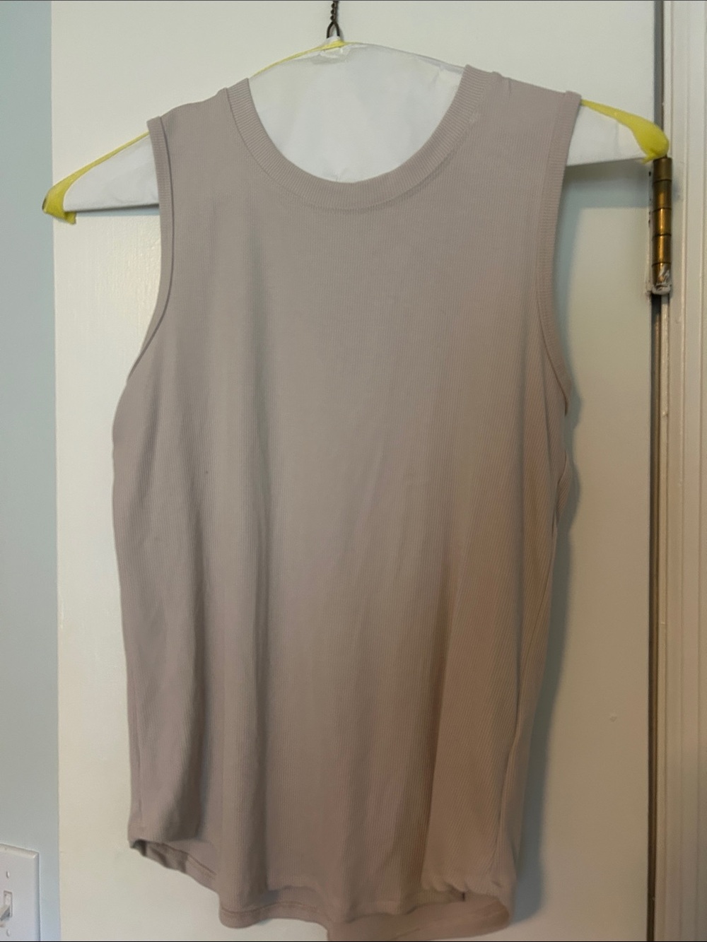 T Tahari Ribbed Sleeveless Tank Top - Taupe Neutral, fitted